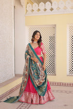 Thumbnail for Lorenvalley Pink Viscose Jacquard Lehenga Choli with Gajji silk Dupatta - Distacart