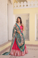 Thumbnail for Lorenvalley Pink Viscose Jacquard Lehenga Choli with Gajji silk Dupatta - Distacart