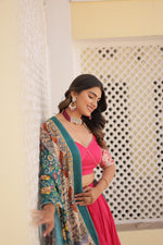 Thumbnail for Lorenvalley Pink Viscose Jacquard Lehenga Choli with Gajji silk Dupatta - Distacart