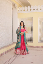 Thumbnail for Lorenvalley Pink Viscose Jacquard Lehenga Choli with Gajji silk Dupatta - Distacart