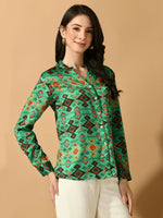 Thumbnail for Myshka Women's Multi Satin Printed Smart Shirt - Distacart