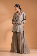 Thumbnail for Morchari 3Pc Palazzo Set With Hand Embroidery - Blue - Distacart