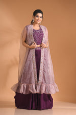 Thumbnail for Morchari Co Ord Set With Long Jacket Hand Embroidery - Blue - Distacart