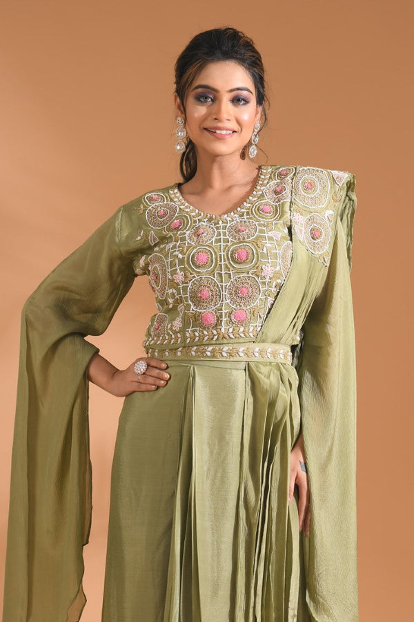 Morchari Co Ord Set With Dupatta Hand Embroidery - Purple - Distacart