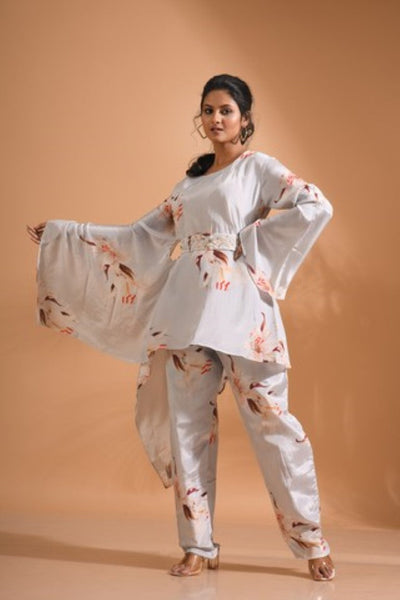 Morchari Kaftan Set With Hand Embroidery - Multicolour - Distacart
