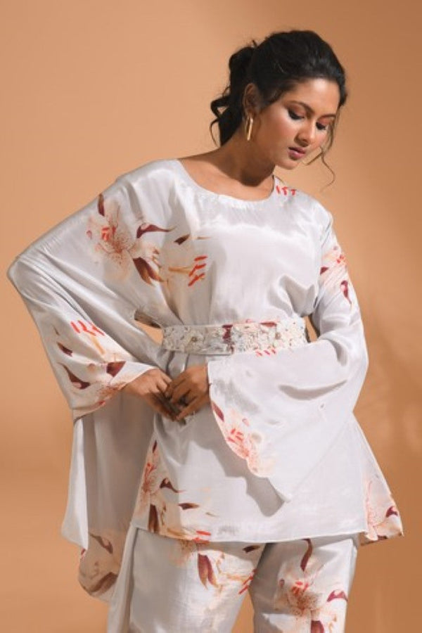 Morchari Kaftan Set With Hand Embroidery - Multicolour - Distacart