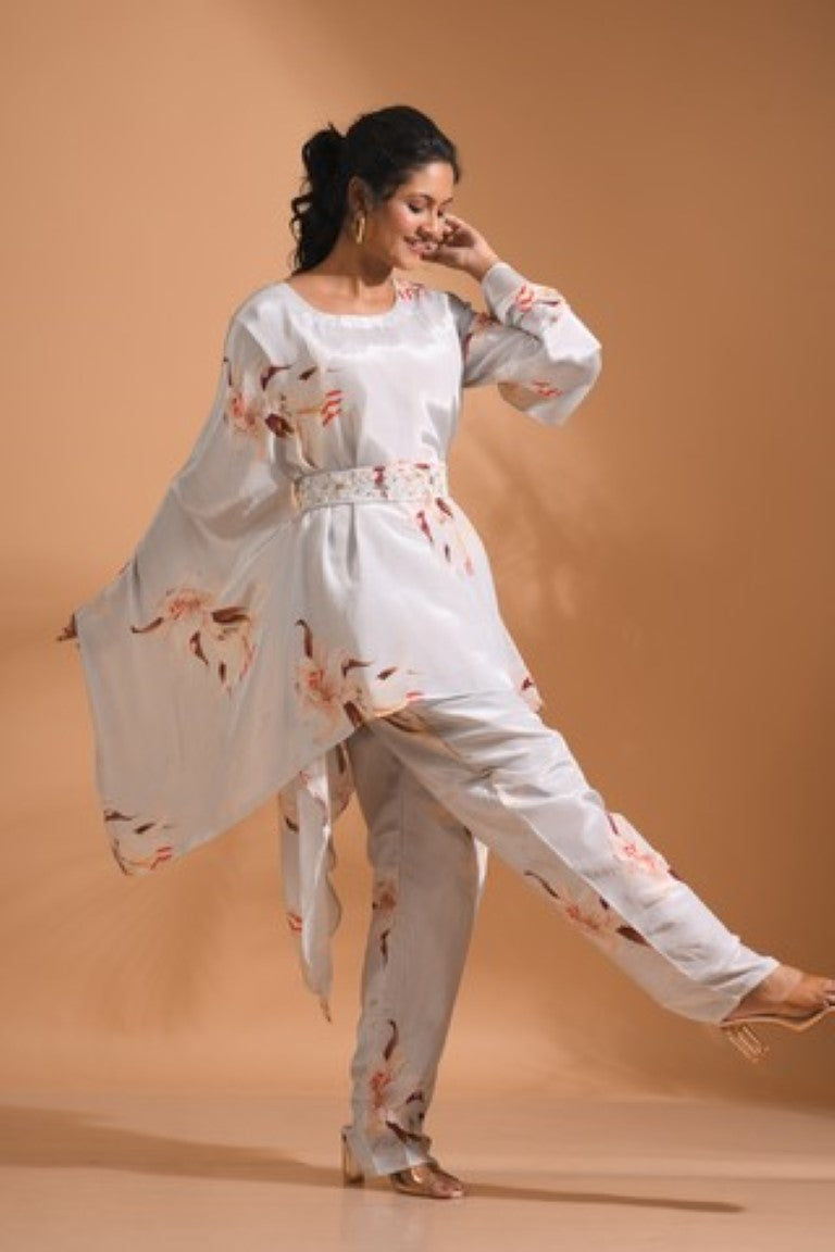 Morchari Kaftan Set With Hand Embroidery - Multicolour - Distacart