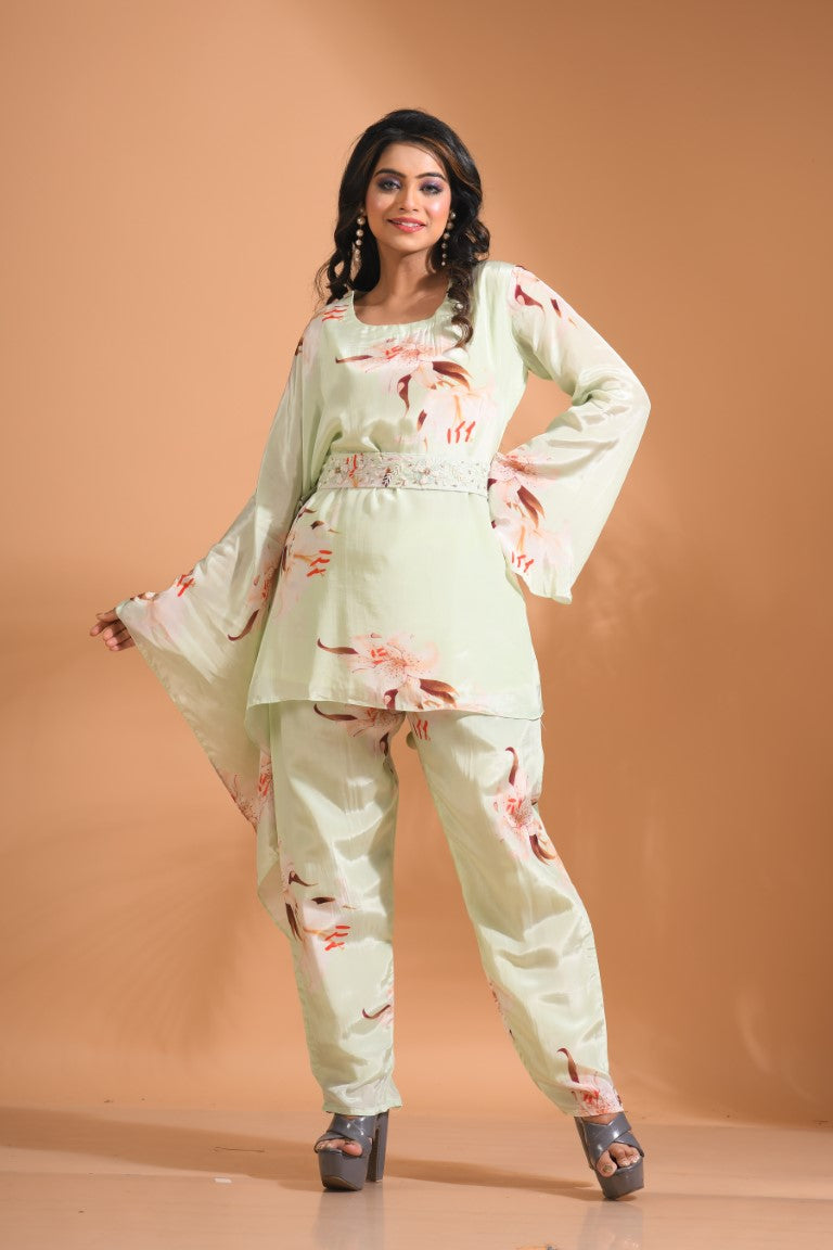 Morchari Kaftan Set With Hand Embroidery - Multicolour - Distacart