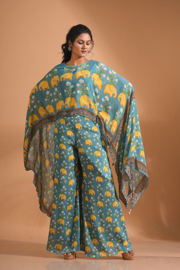Morchari Kaftan Set With Hand Embroidery - Multi - Distacart