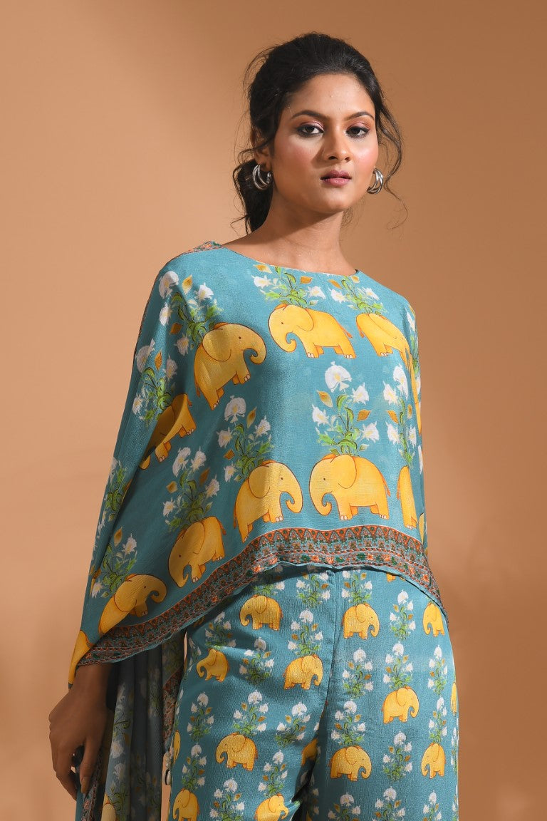 Morchari Kaftan Set With Hand Embroidery - Multi - Distacart