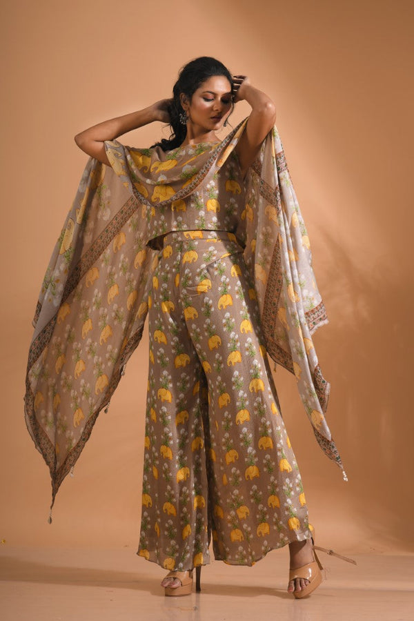 Morchari Kaftan Set With Hand Embroidery - Beige - Distacart