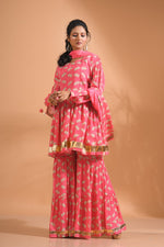 Thumbnail for Morchari Sharara Top Set With Dupatta - Red - Distacart
