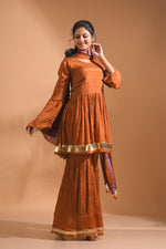Thumbnail for Morchari Sharara Top Set With Dupatta - Mustard - Distacart