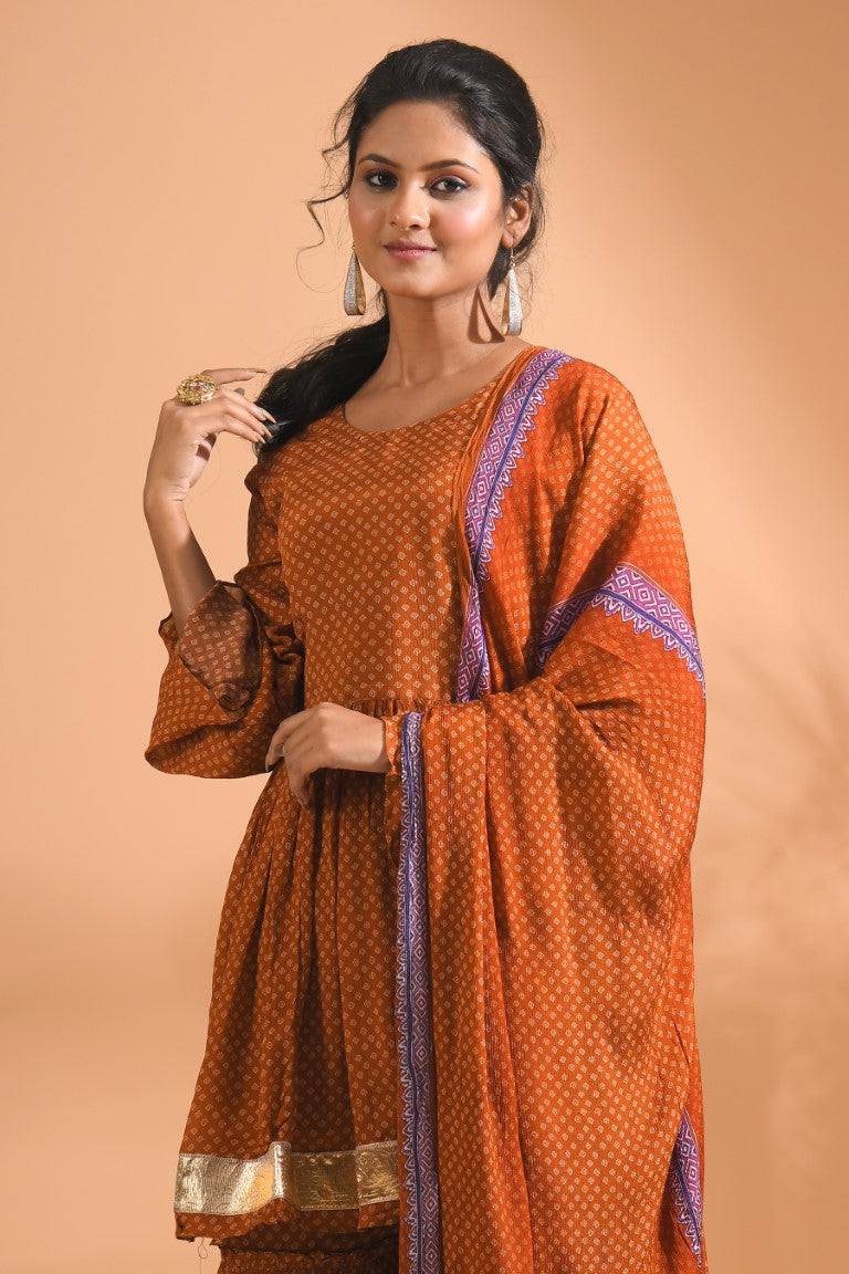 Morchari Sharara Top Set With Dupatta - Mustard - Distacart
