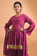 Thumbnail for Morchari Sharara Top Set With Dupatta - Purple - Distacart