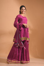 Thumbnail for Morchari Sharara Top Set With Dupatta - Purple - Distacart