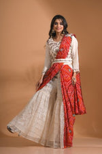 Thumbnail for Morchari Sharara Set Attached With Dupatta With Hand Embroidery - Cream - Distacart