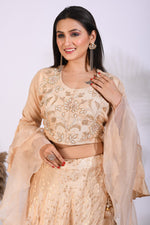 Thumbnail for Morchari Crop Top With Hand Embroidery With Frill Dupatta - Yellow - Distacart