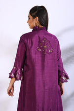 Thumbnail for Morchari Long Gown With Jacket With Hand Embroidery - Purple - Distacart