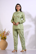 Thumbnail for Morchari Co Ord Set With Hand Embroidery - Green - Distacart