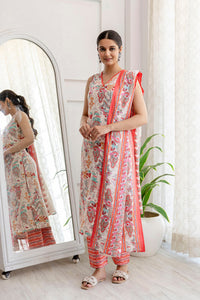 Thumbnail for Women Off White Printed Straight Kurta With Trouser And Dupatta - Rasiya