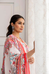 Thumbnail for Women Off White Printed Straight Kurta With Trouser And Dupatta - Rasiya