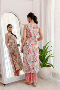 Thumbnail for Women Off White Printed Straight Kurta With Trouser And Dupatta - Rasiya