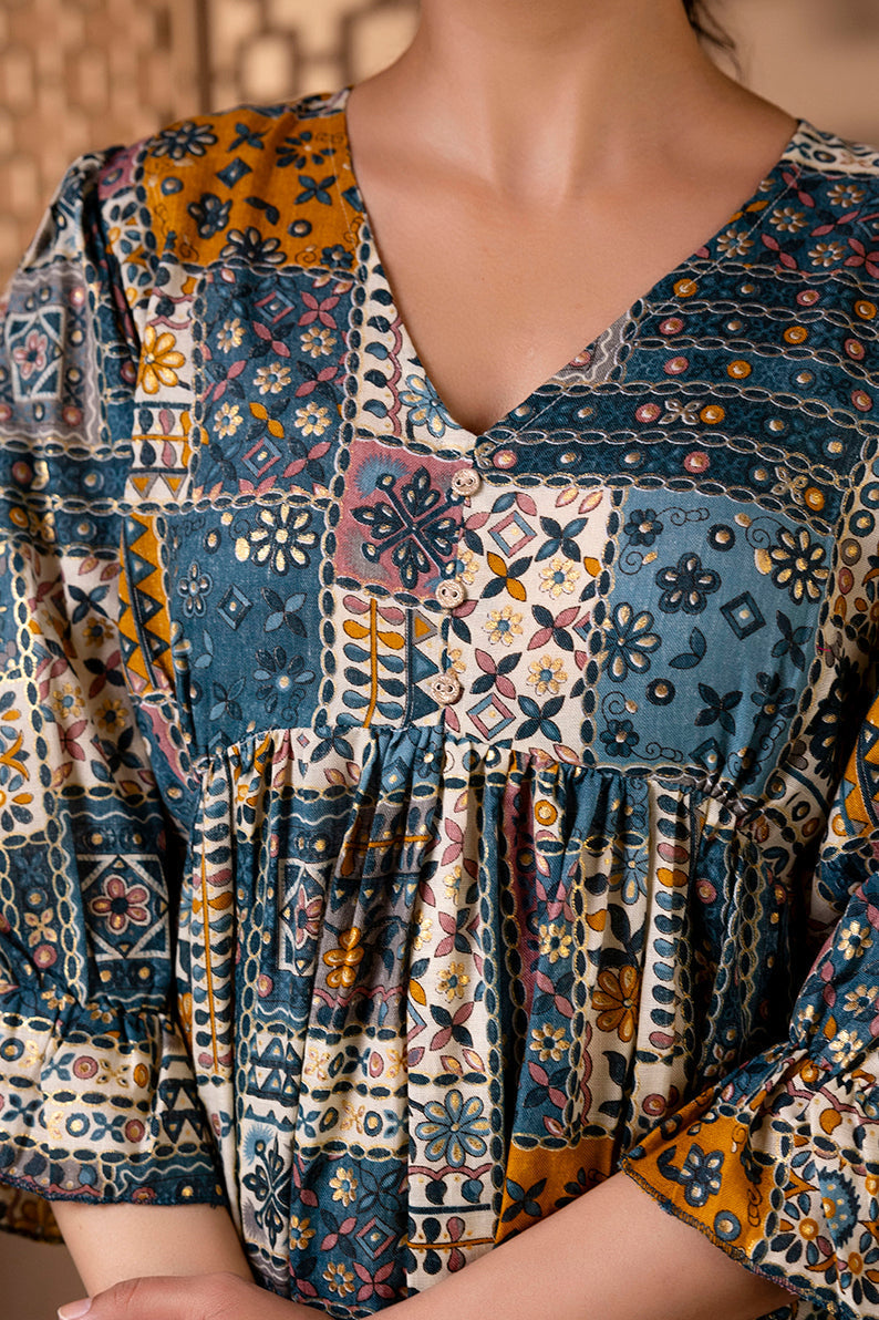 Women Multi Ethnic Printed Flared Dress - Rasiya