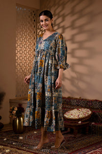 Thumbnail for Women Multi Ethnic Printed Flared Dress - Rasiya