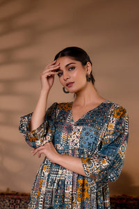 Thumbnail for Women Multi Ethnic Printed Flared Dress - Rasiya