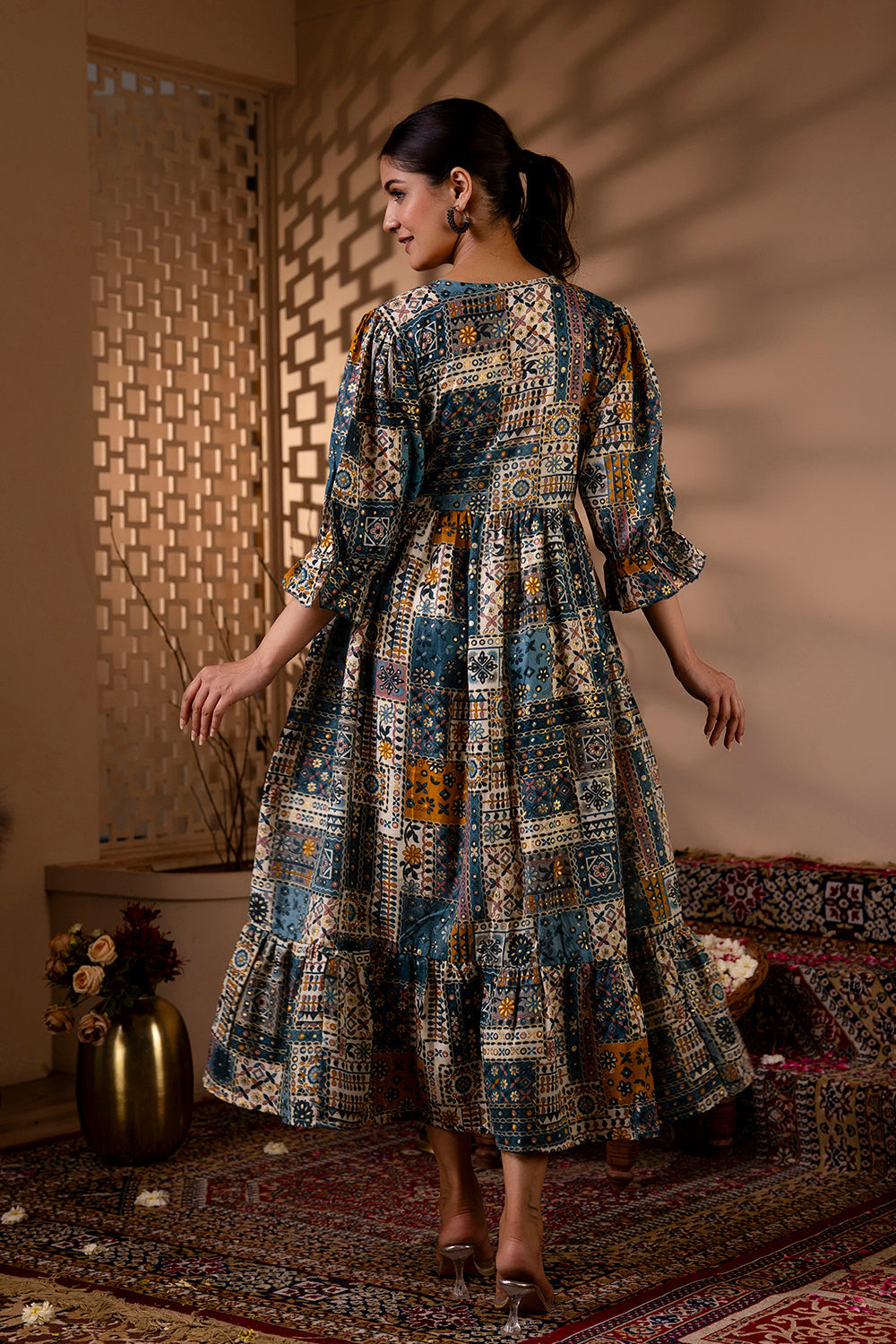 Women Multi Ethnic Printed Flared Dress - Rasiya