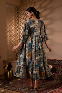 Thumbnail for Women Multi Ethnic Printed Flared Dress - Rasiya