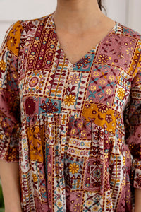 Thumbnail for Women Multi Ethnic Printed Flared Dress - Rasiya