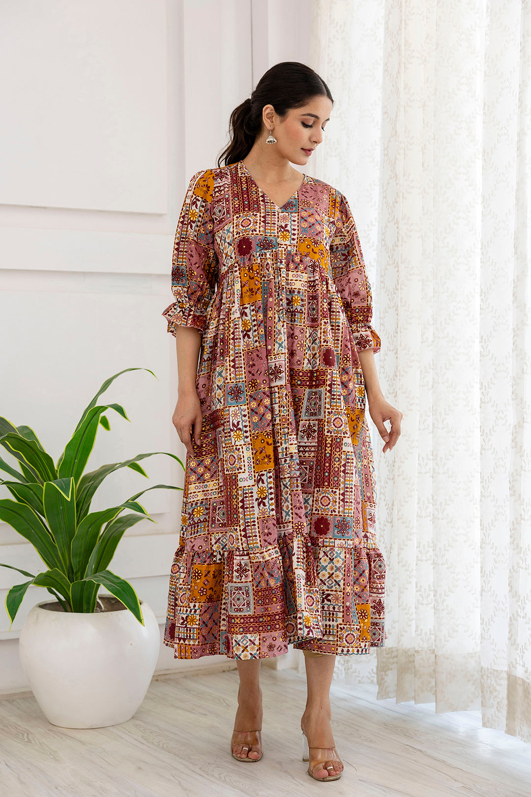 Women Multi Ethnic Printed Flared Dress - Rasiya