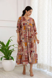 Thumbnail for Women Multi Ethnic Printed Flared Dress - Rasiya