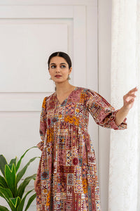 Thumbnail for Women Multi Ethnic Printed Flared Dress - Rasiya