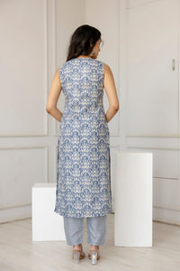Thumbnail for Women Grey Color Printed Straight Kurta With Trouser - Rasiya