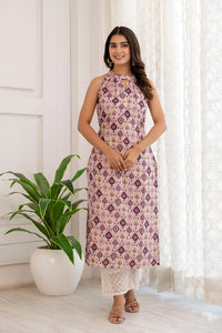 Thumbnail for Women Multi Printed Straight Halter Neck Kurta - Rasiya