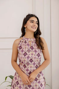 Thumbnail for Women Multi Printed Straight Halter Neck Kurta - Rasiya