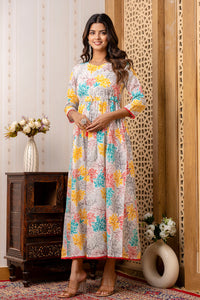 Thumbnail for Women Multi Ethnic Printed Flared Dress - Rasiya