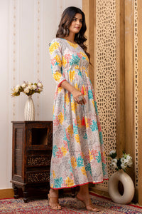 Thumbnail for Women Multi Ethnic Printed Flared Dress - Rasiya