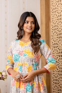 Thumbnail for Women Multi Ethnic Printed Flared Dress - Rasiya