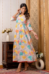 Thumbnail for Women Multi Ethnic Printed Flared Dress - Rasiya