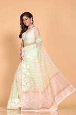 Thumbnail for Morchari Orzanga Stripe Embroidery Saree - Green - Distacart