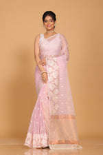 Thumbnail for Morchari Orzanga Stripe Embroidery Saree - Light Pink - Distacart