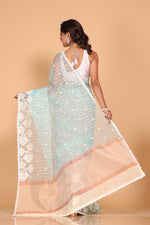Thumbnail for Morchari Orzanga Stripe Embroidery Saree - Sky Blue - Distacart