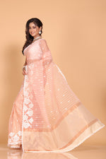 Thumbnail for Morchari Orzanga Stripe Embroidery Saree - Peach - Distacart