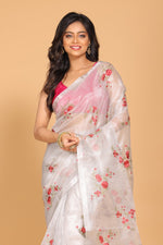 Thumbnail for Morchari Kota Silver Zari Tissue Embroidery Saree - Sliver - Distacart