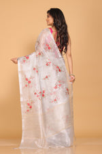 Thumbnail for Morchari Kota Silver Zari Tissue Embroidery Saree - Sliver - Distacart