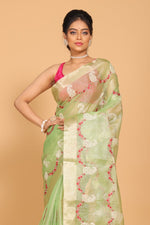 Thumbnail for Morchari Kota Zari Embroidery Saree - Green - Distacart